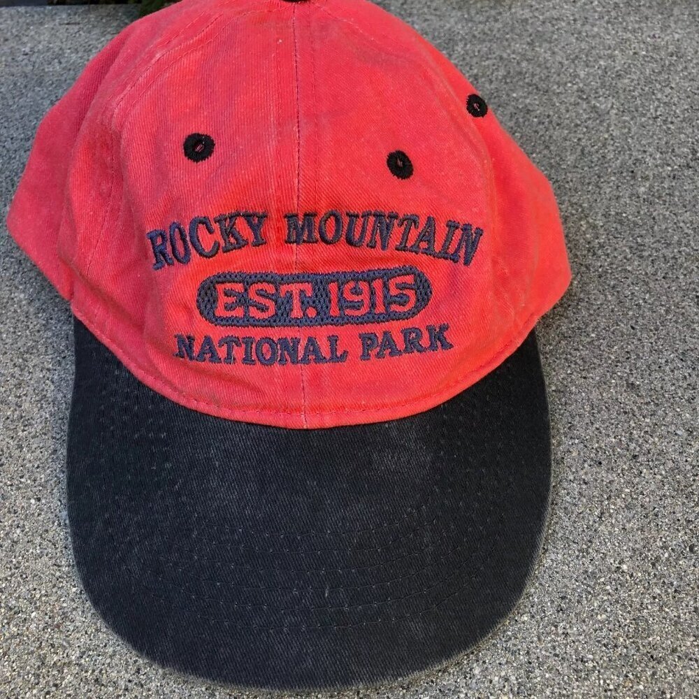 Vintage 90s ESY ROCKY MOUNTAIN NATIONAL PARK Hat Men's Red Baseball Cap Retro - Picture 2 of 5
